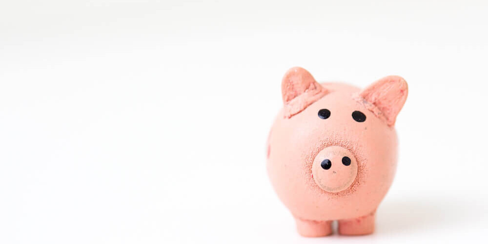 a pink piggy bank on a white background