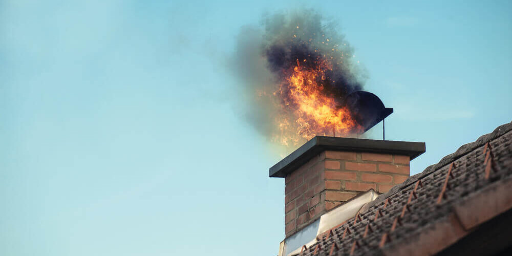 chimney with fire coming out