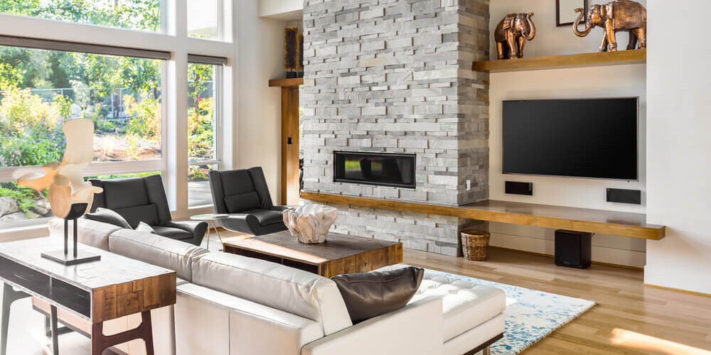 modern fireplace