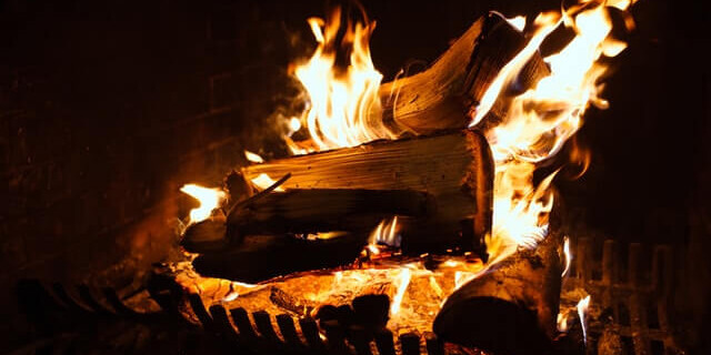 wood burning fireplace