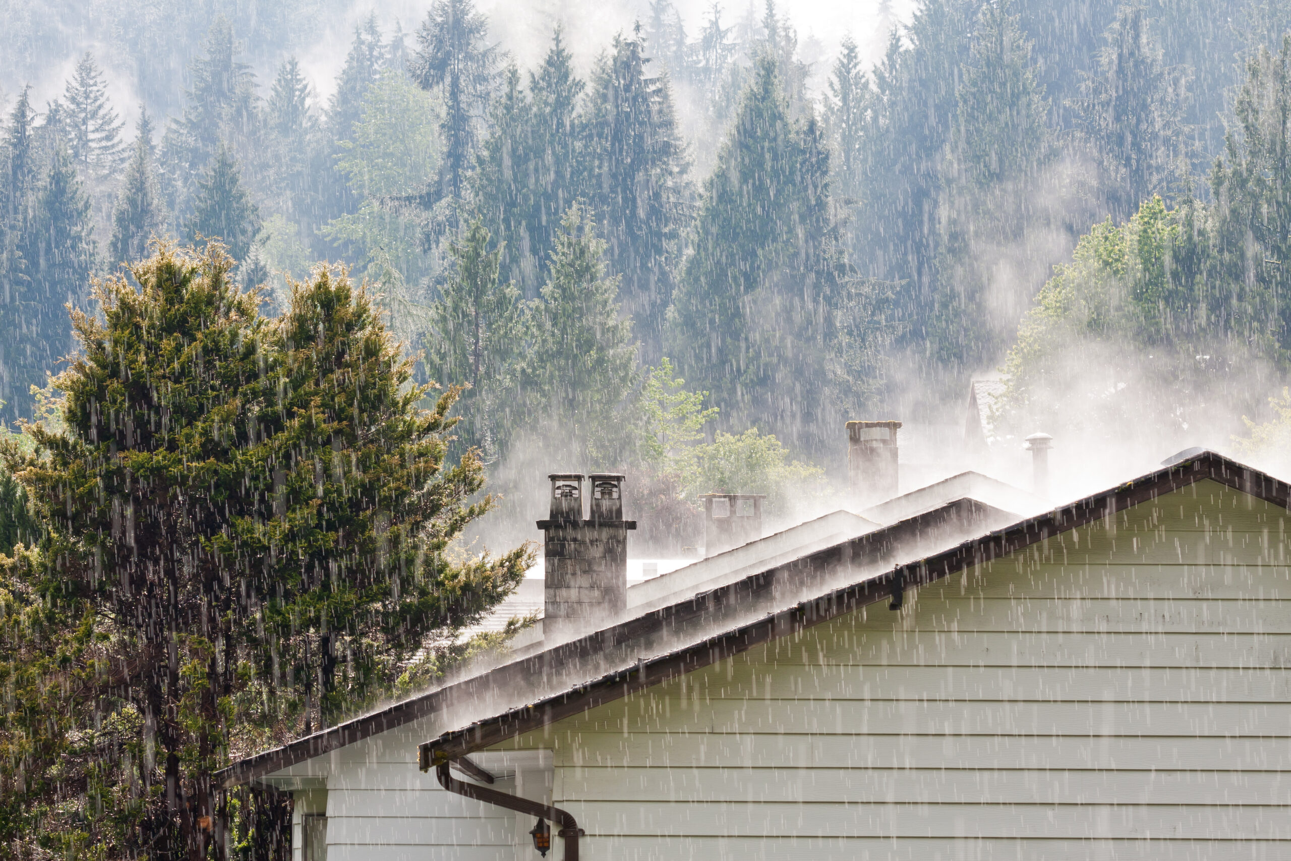 chimney during rain