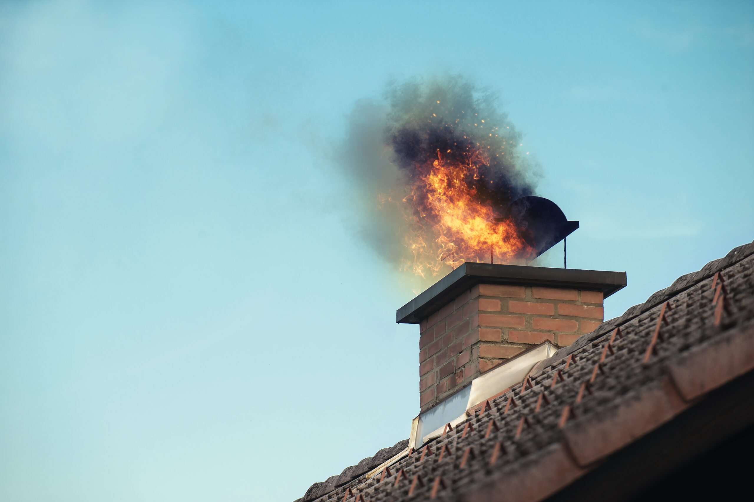 chimney with fire coming out